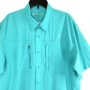 AriatTEK Men's XL Heat Series Button Up Shirt Turquoise Short Sleeve